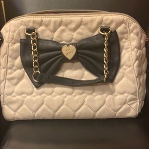 Betsy Johnson Off white and black heart purses